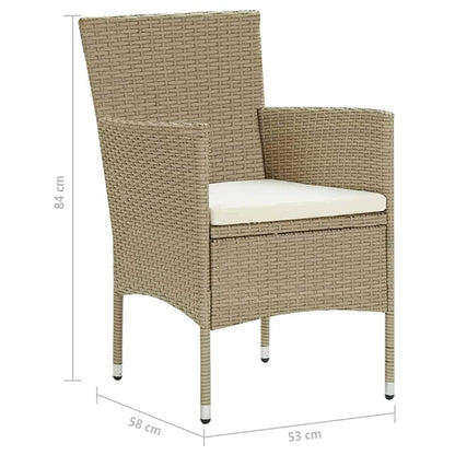 Set da Pranzo da Giardino 7 pz con Cuscini in Polyrattan Beige - homemem39