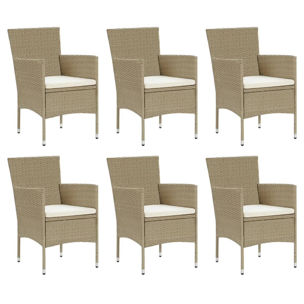 Set da Pranzo da Giardino 7 pz con Cuscini in Polyrattan Beige | homemem39