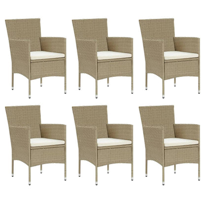 Set da Pranzo da Giardino 7 pz con Cuscini in Polyrattan Beige | homemem39