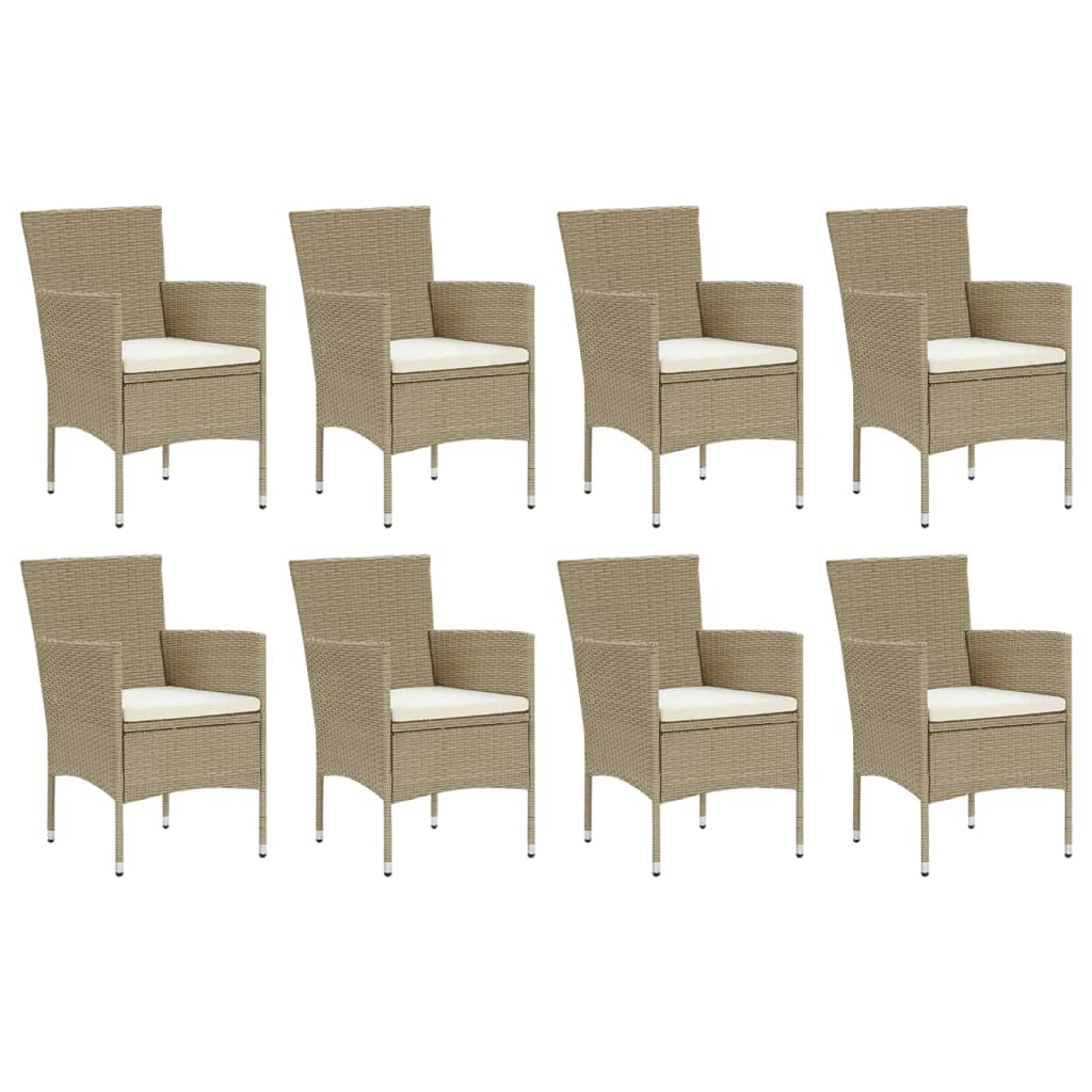 Set Pranzo da Giardino 9 pz con Cuscini in Polyrattan Beige - homemem39