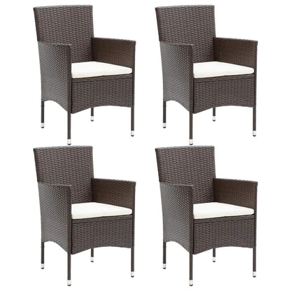 Set da Pranzo per Giardino 5 pz con Cuscini Polyrattan Marrone | homemem39