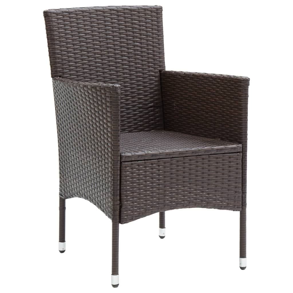 Set da Pranzo per Giardino 5 pz con Cuscini Polyrattan Marrone | homemem39