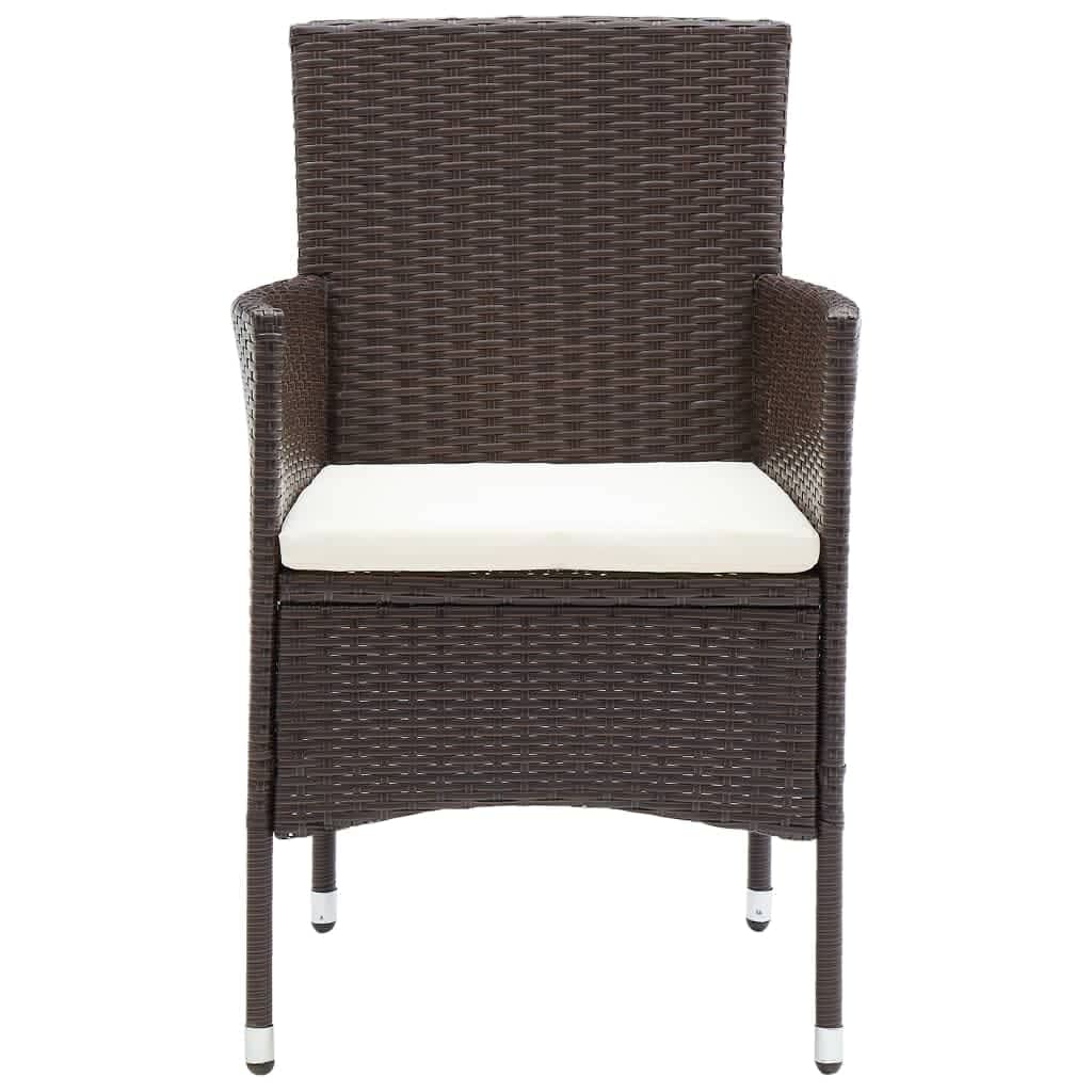Set da Pranzo per Giardino 5 pz con Cuscini Polyrattan Marrone | homemem39