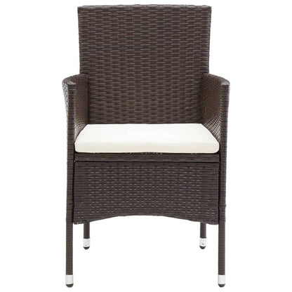 Set da Pranzo per Giardino 5 pz con Cuscini Polyrattan Marrone | homemem39