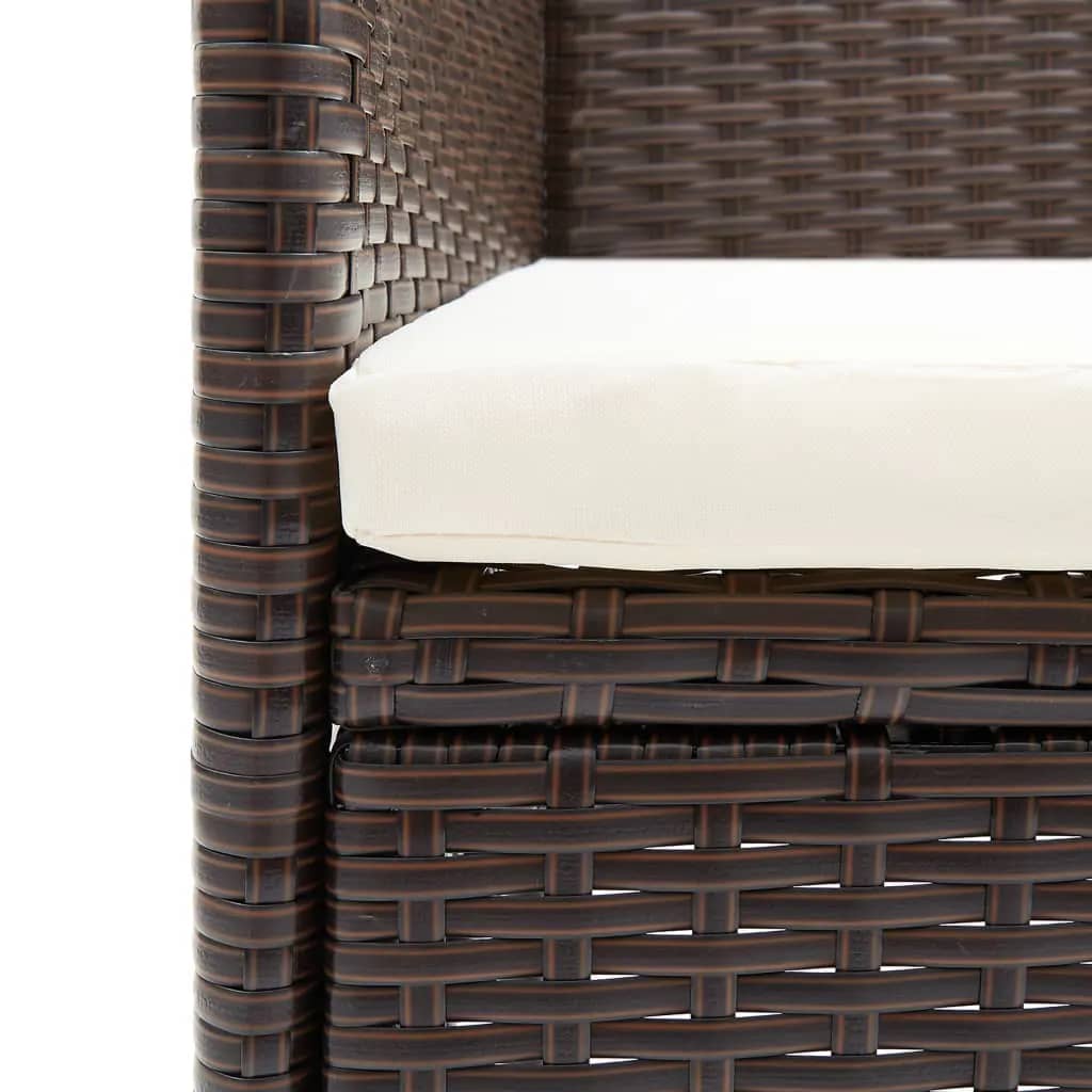 Set da Pranzo per Giardino 5 pz con Cuscini Polyrattan Marrone - homemem39