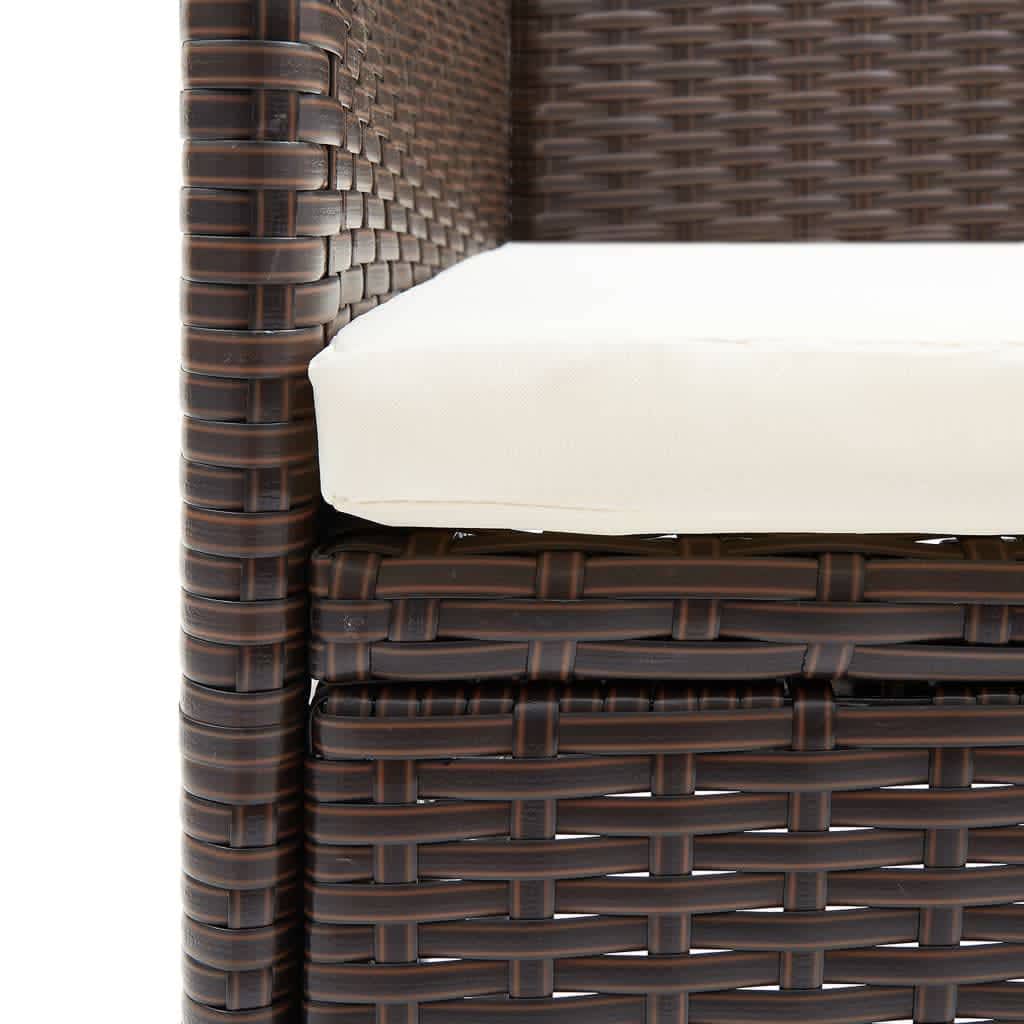 Set Pranzo da Giardino 9 pz con Cuscini in Polyrattan Marrone | homemem39