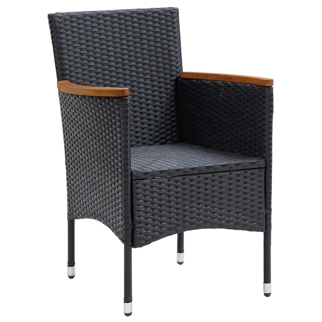 Set Pranzo da Giardino 9 pz con Cuscini in Polyrattan Nero | homemem39