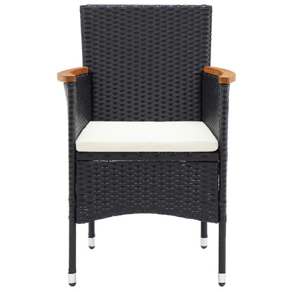 Set Pranzo da Giardino 9 pz con Cuscini in Polyrattan Nero | homemem39
