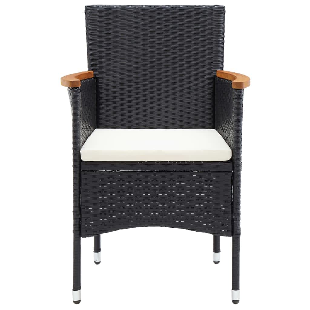 Set Pranzo da Giardino 9 pz con Cuscini in Polyrattan Nero