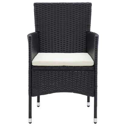 Set da Pranzo per Giardino 5 pz con Cuscini Polyrattan Nero | homemem39