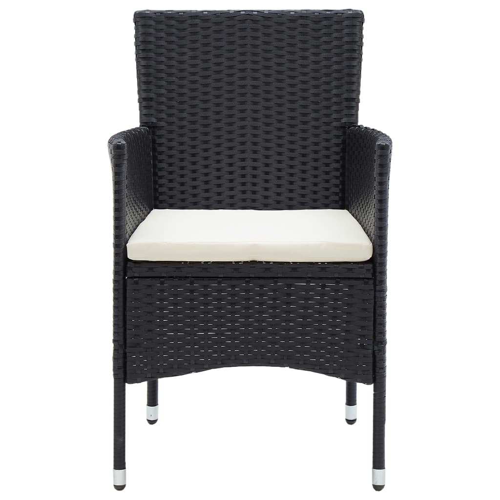 Set da Pranzo per Giardino 5 pz con Cuscini Polyrattan Nero