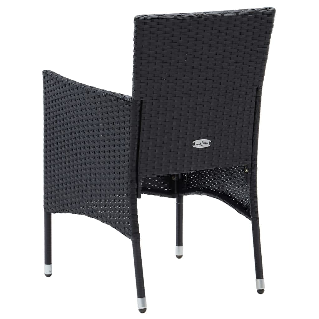 Set da Pranzo per Giardino 5 pz con Cuscini Polyrattan Nero | homemem39