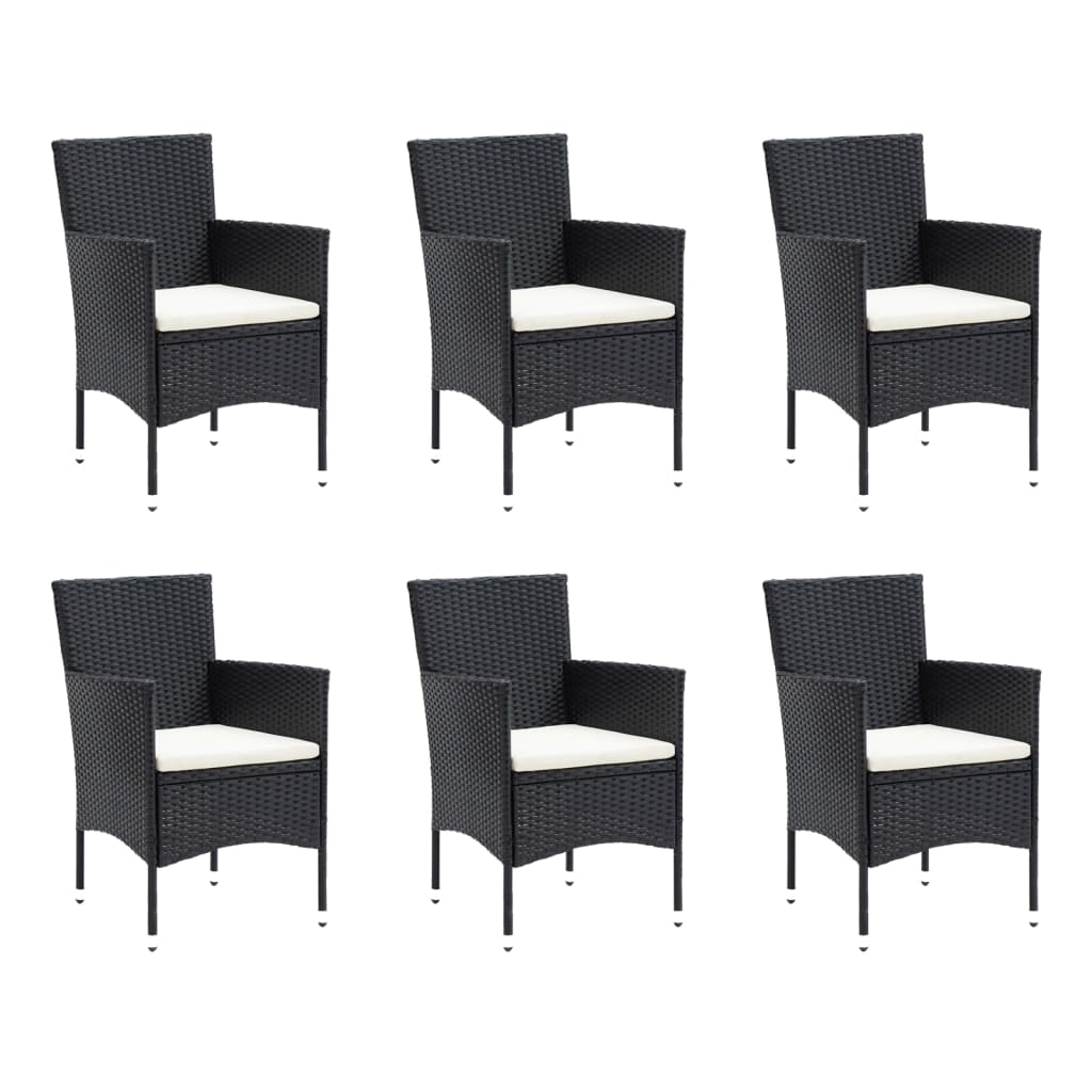 Set da Pranzo per Giardino 7 pz con Cuscini Polyrattan Nero | homemem39