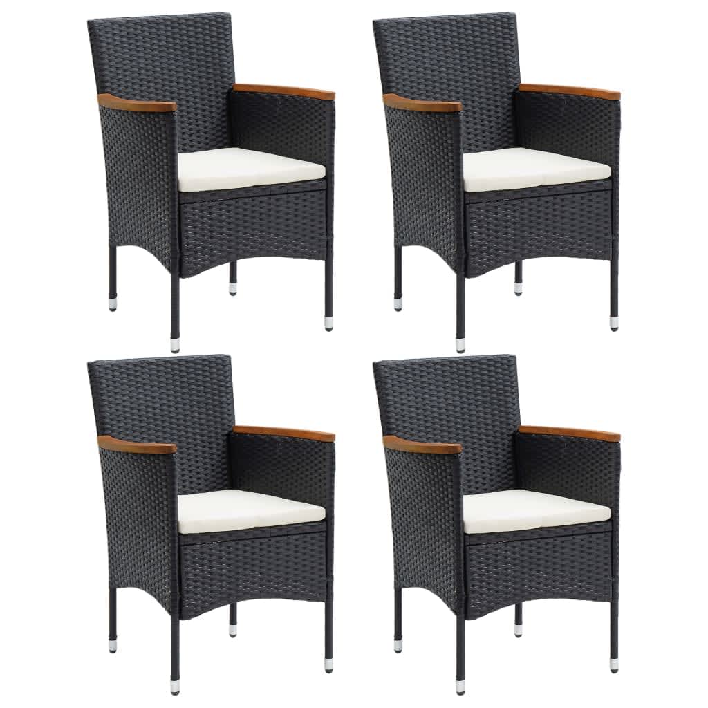 Set da Pranzo per Giardino 5 pz con Cuscini Polyrattan Nero | homemem39