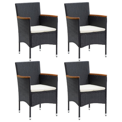 Set da Pranzo per Giardino 5 pz con Cuscini Polyrattan Nero | homemem39