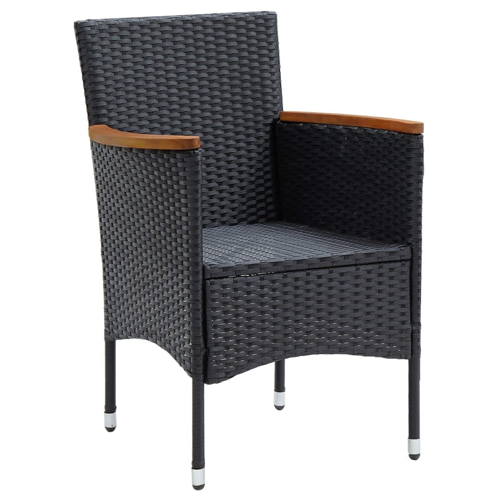 Set da Pranzo per Giardino 5 pz con Cuscini Polyrattan Nero | homemem39