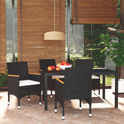 Set da Pranzo per Giardino 5 pz con Cuscini Polyrattan Nero - homemem39