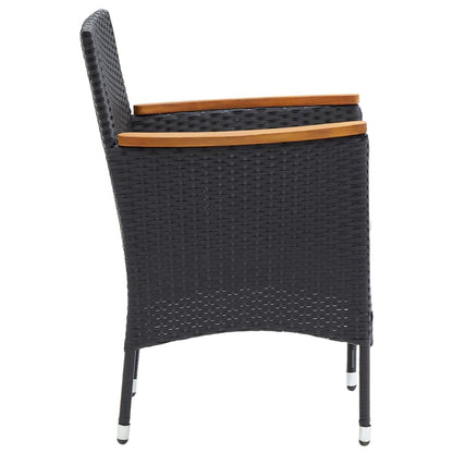Set Pranzo da Giardino 9 pz con Cuscini in Polyrattan Nero | homemem39