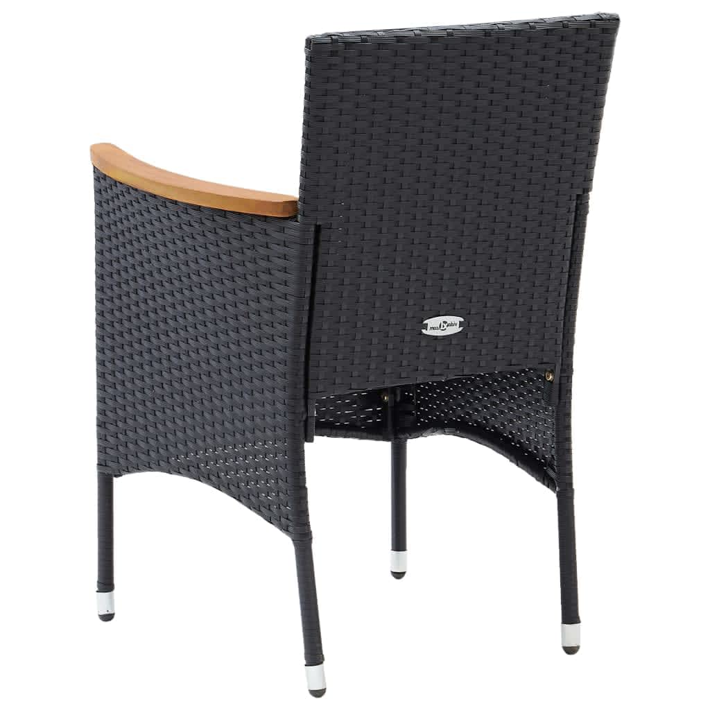Set Pranzo da Giardino 9 pz con Cuscini in Polyrattan Nero | homemem39