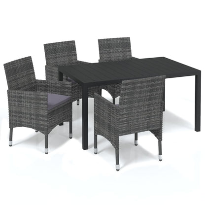 Set da Pranzo per Giardino 5 pz con Cuscini Polyrattan Grigio - homemem39