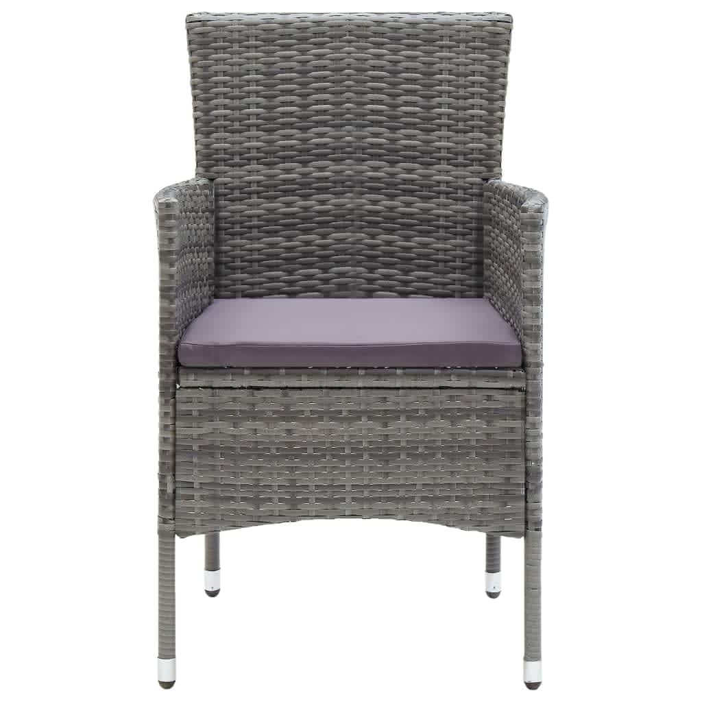 Set da Pranzo per Giardino 7 pz con Cuscini Polyrattan Grigio