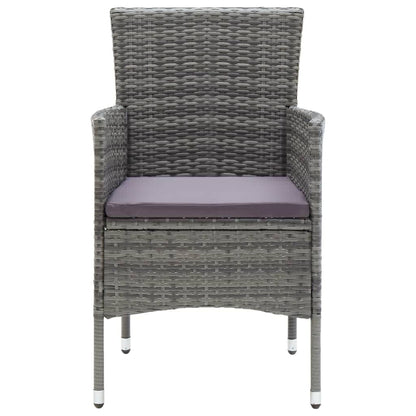 Set Pranzo da Giardino 9 pz con Cuscini in Polyrattan Grigio