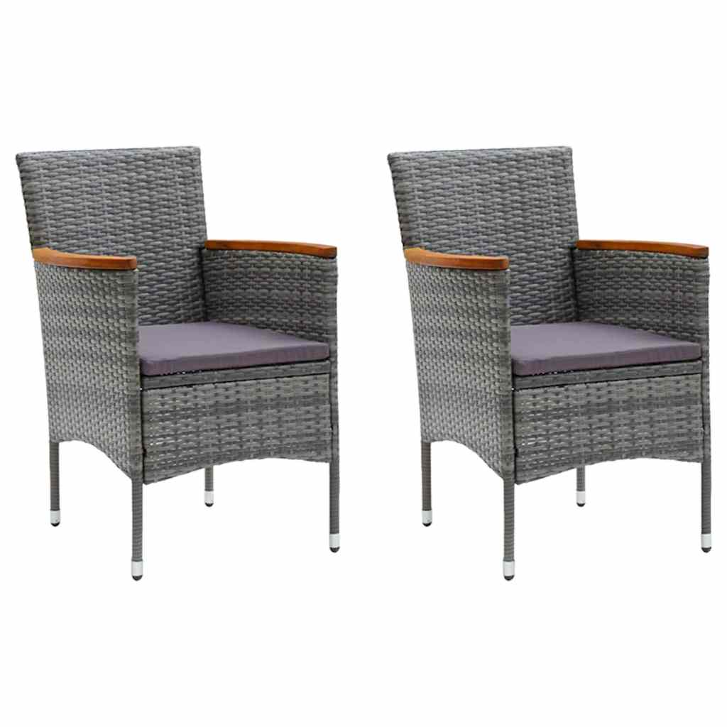 Set da Pranzo per Giardino 3 pz con Cuscini Polyrattan Grigio