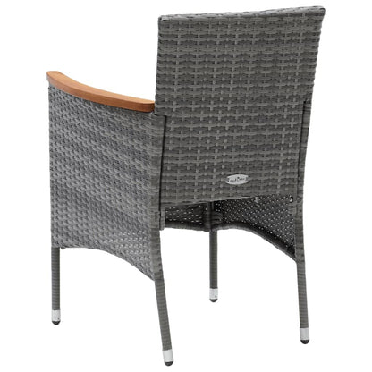 Set Pranzo da Giardino 9 pz con Cuscini in Polyrattan Grigio - homemem39