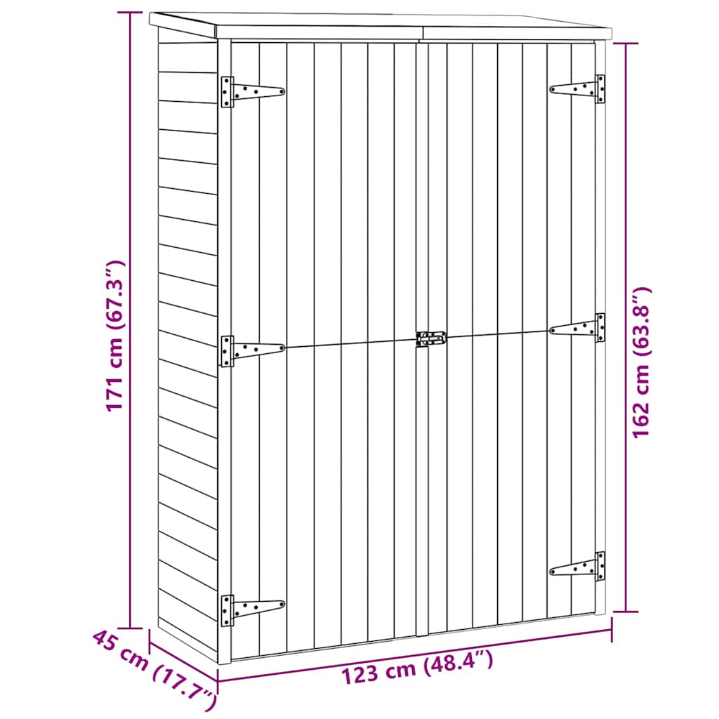 Capanno Giardino Attrezzi 123x45x171cm Pino Massello Impregnato - homemem39