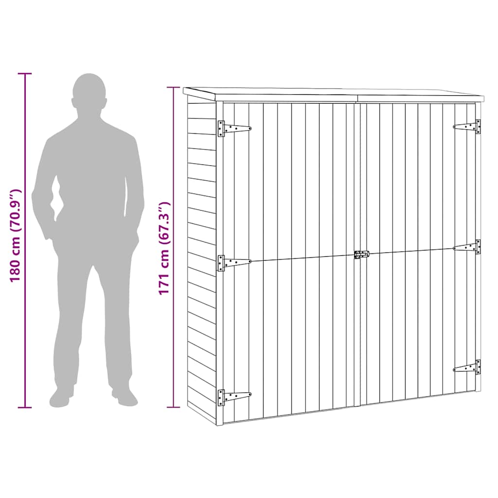 Rimessa Attrezzi Giardino 163x50x171 cm Massello di Pino - homemem39