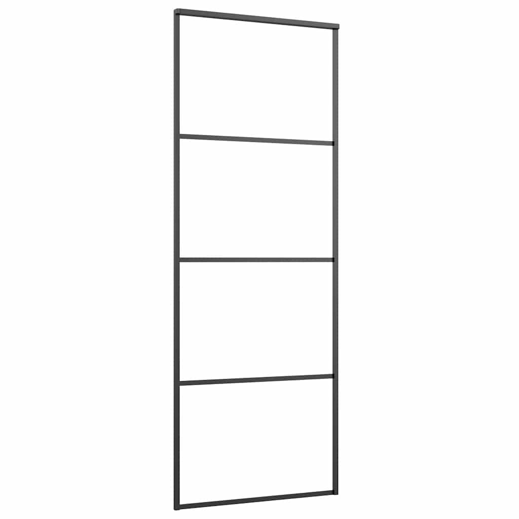Porta Scorrevole Vetro Smerigliato ESG Alluminio 76x205 cm Nera - homemem39