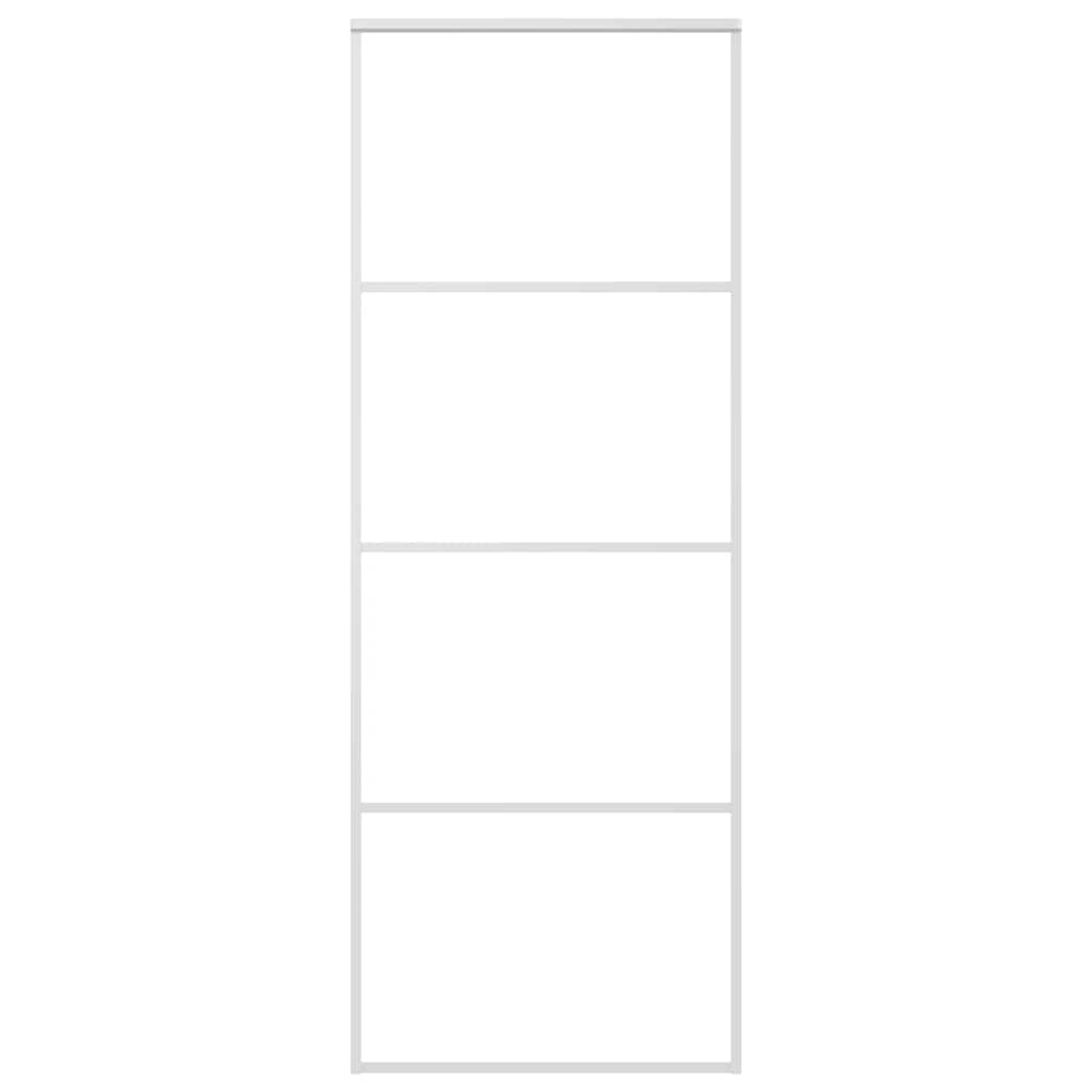 Porta Scorrevole in Vetro ESG e Alluminio 75x205 cm Bianca