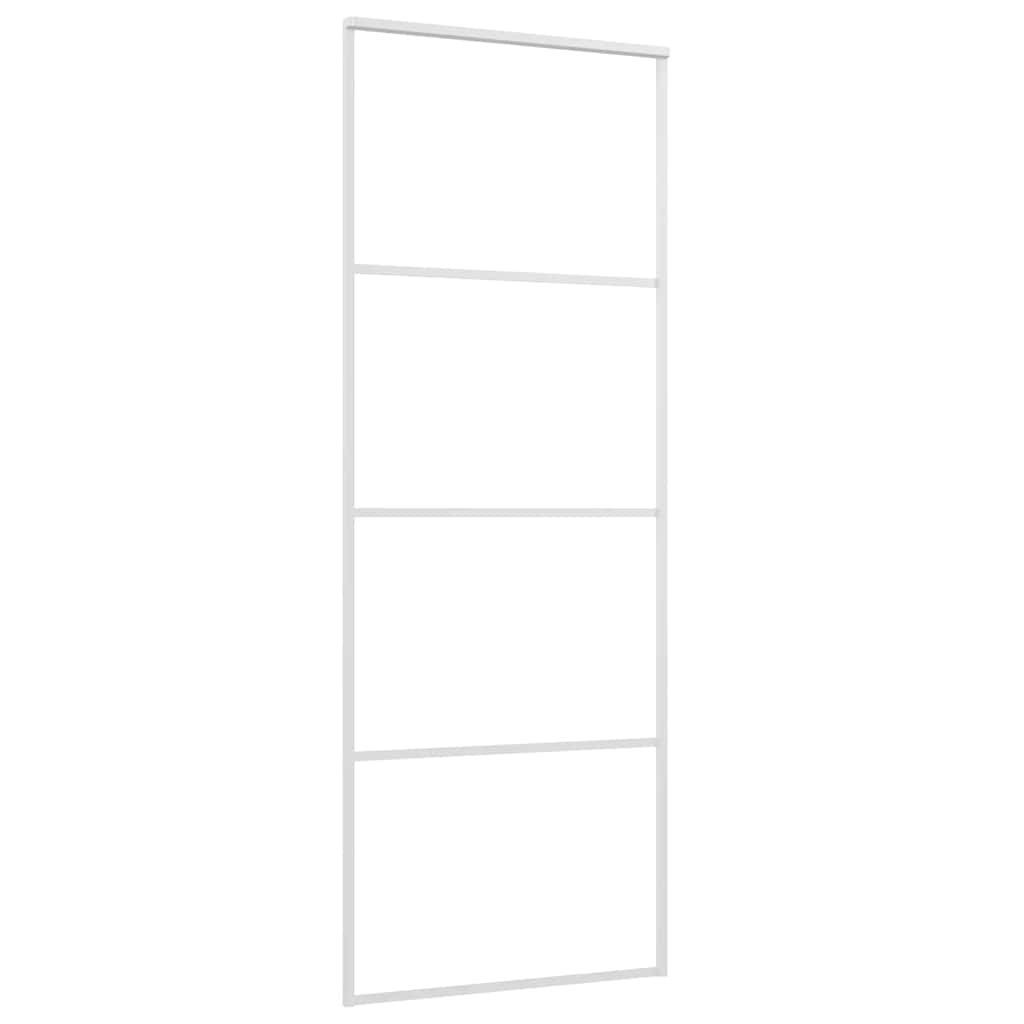 Porta Scorrevole in Vetro ESG e Alluminio 75x205 cm Bianca