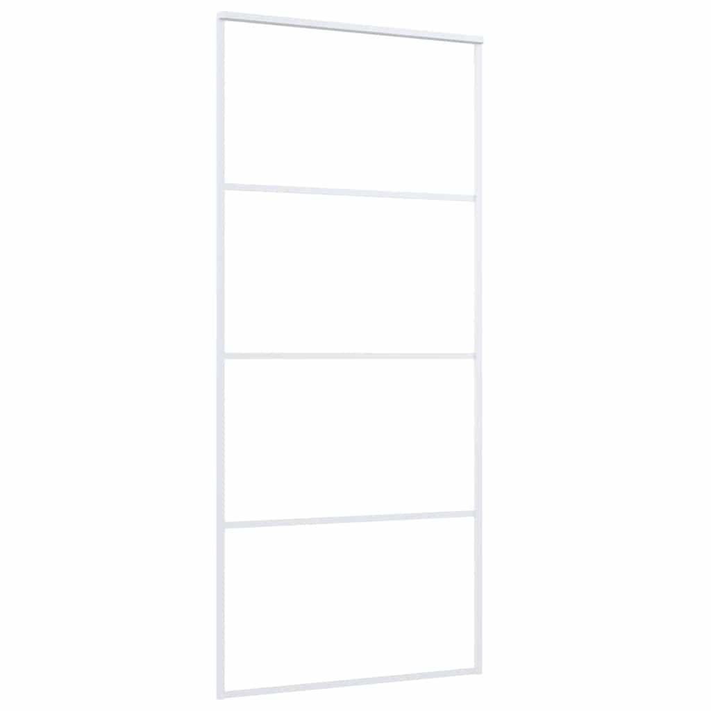 Porta Scorrevole in Vetro ESG e Alluminio 90x205cm Bianca | homemem39