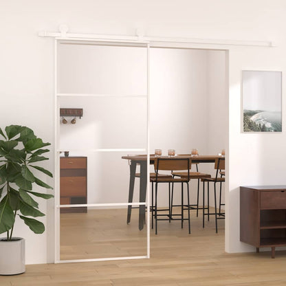Porta Scorrevole in Vetro ESG e Alluminio 90x205cm Bianca | homemem39