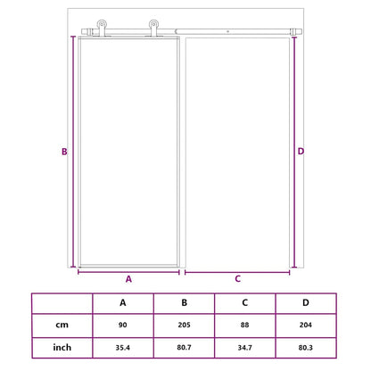 Porta Scorrevole in Vetro ESG e Alluminio 90x205 cm Bianca | homemem39