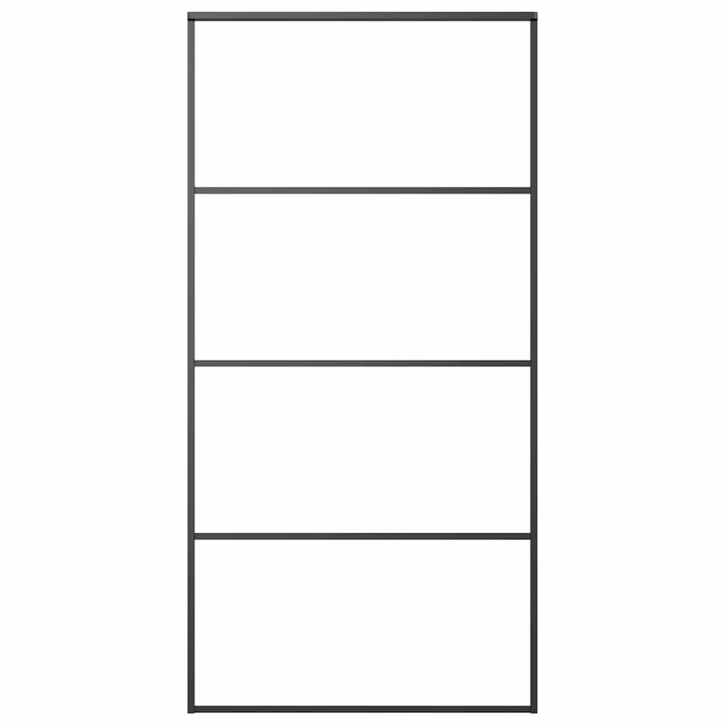 Porta Scorrevole in Vetro ESG e Alluminio 102,5x205 cm Nera - homemem39