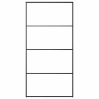 Porta Scorrevole in Vetro ESG e Alluminio 102,5x205 cm Nera - homemem39