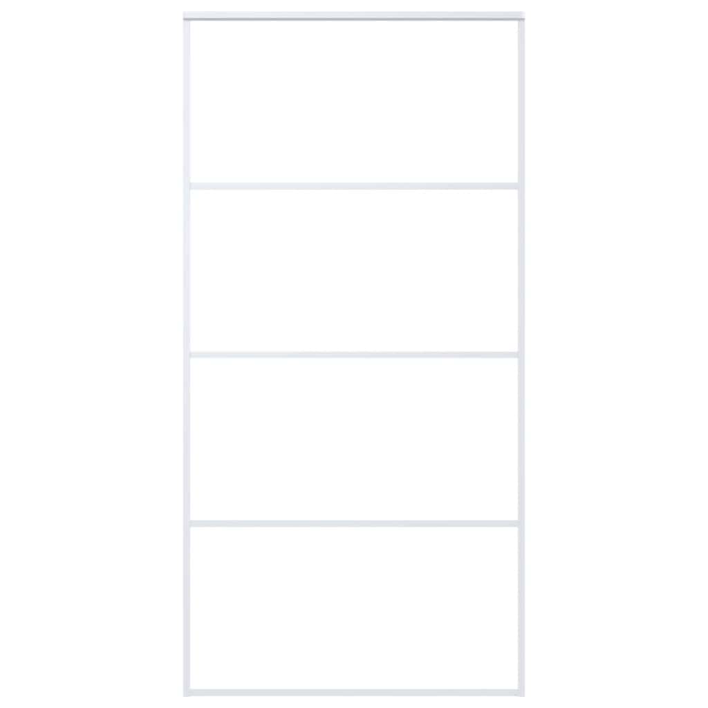 Porta Scorrevole in Vetro ESG e Alluminio 102,5x205 cm Bianca