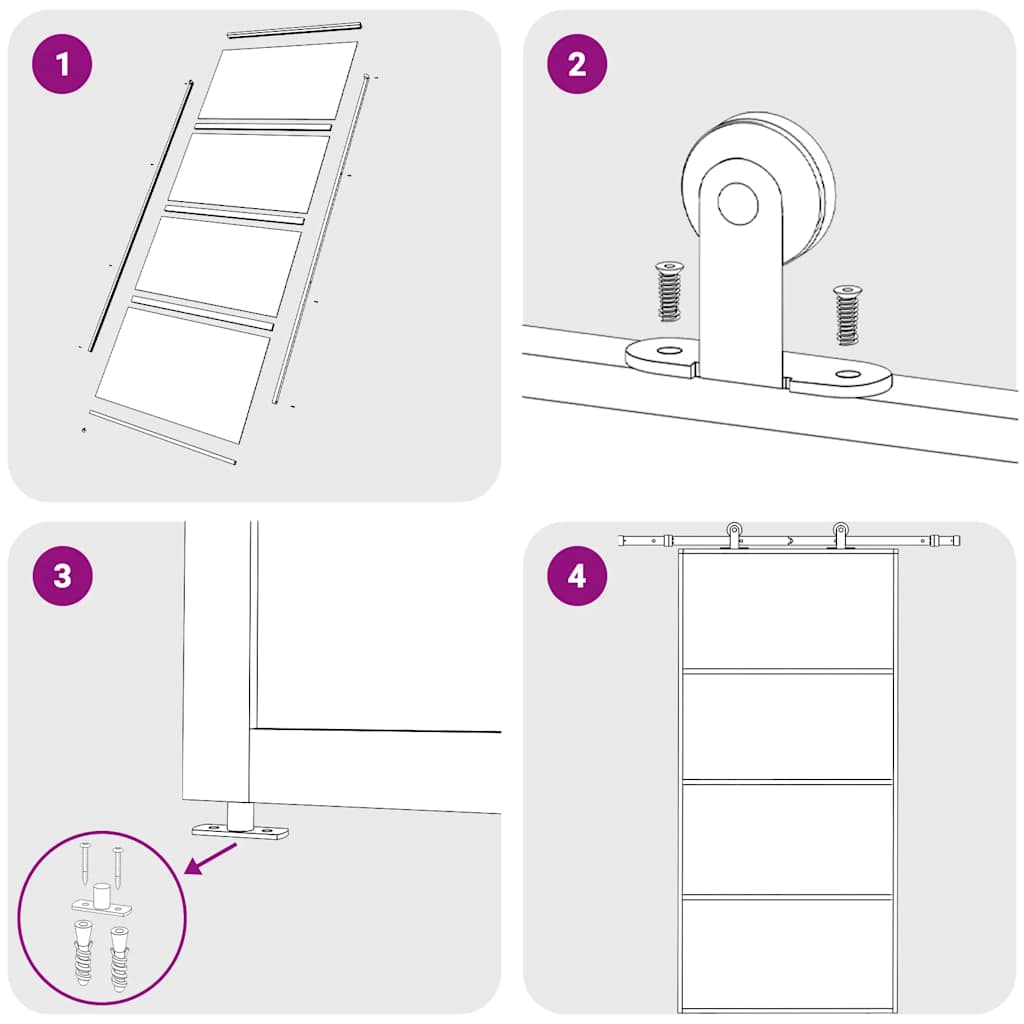 Porta Scorrevole in Vetro ESG e Alluminio 102,5x205 cm Bianca
