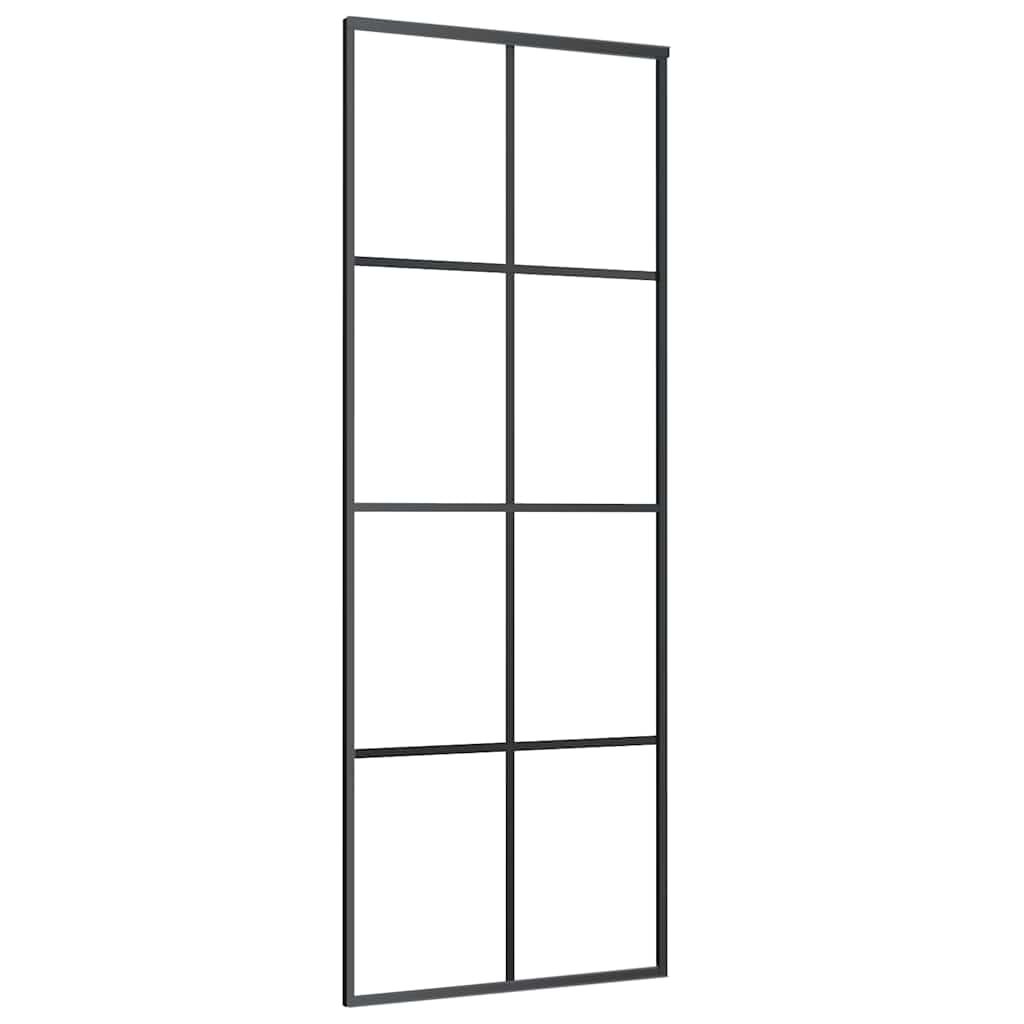 Porta Scorrevole Nera 76x205 cm in Vetro ESG e Alluminio | homemem39