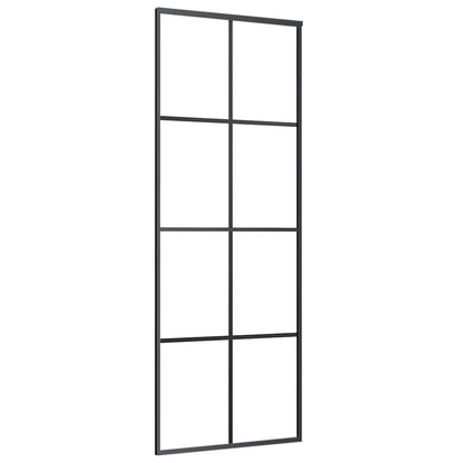 Porta Scorrevole Nera 76x205 cm in Vetro ESG e Alluminio | homemem39