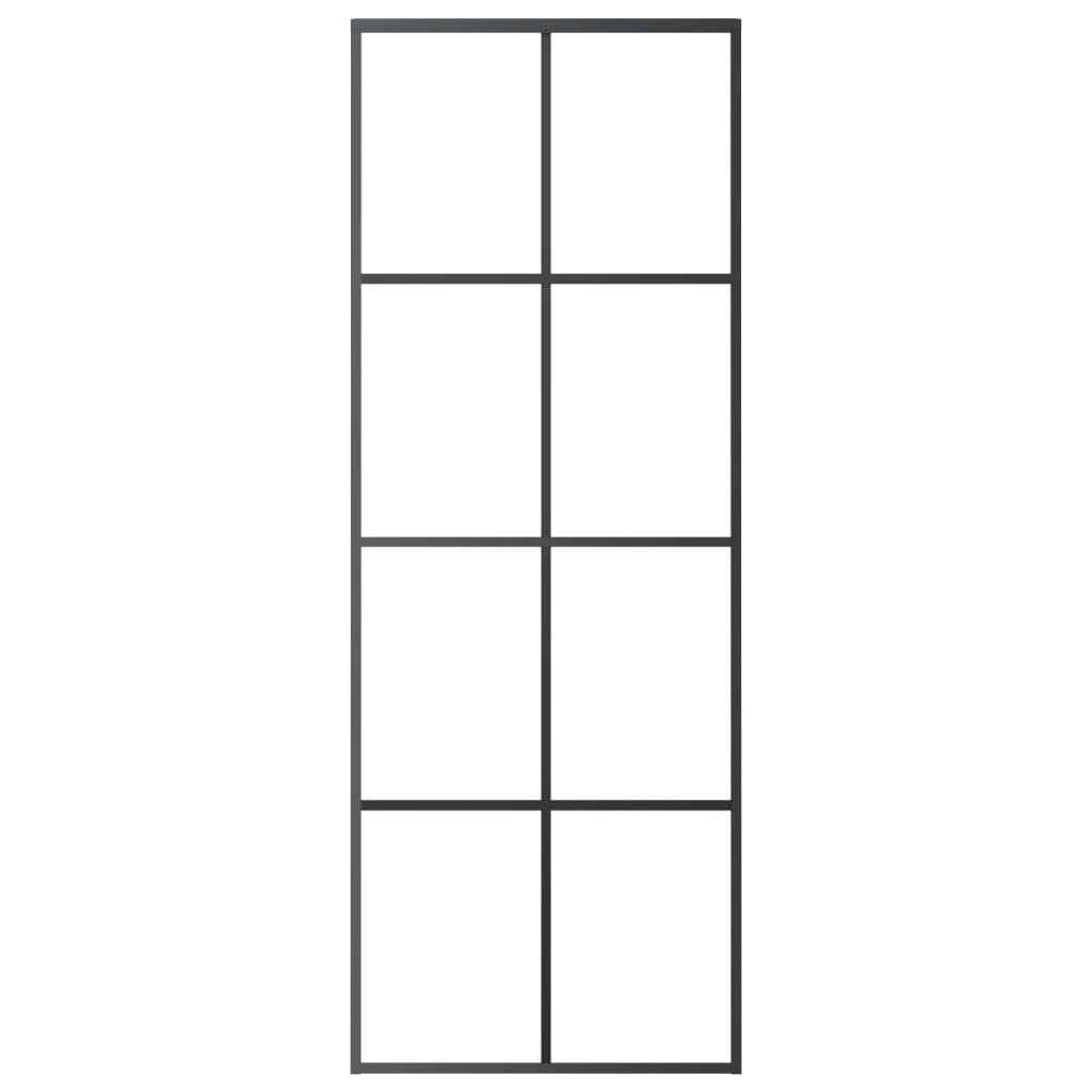 Porta Scorrevole Nera 76x205 cm in Vetro ESG e Alluminio - homemem39