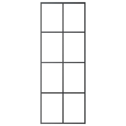 Porta Scorrevole Nera 76x205 cm in Vetro ESG e Alluminio - homemem39