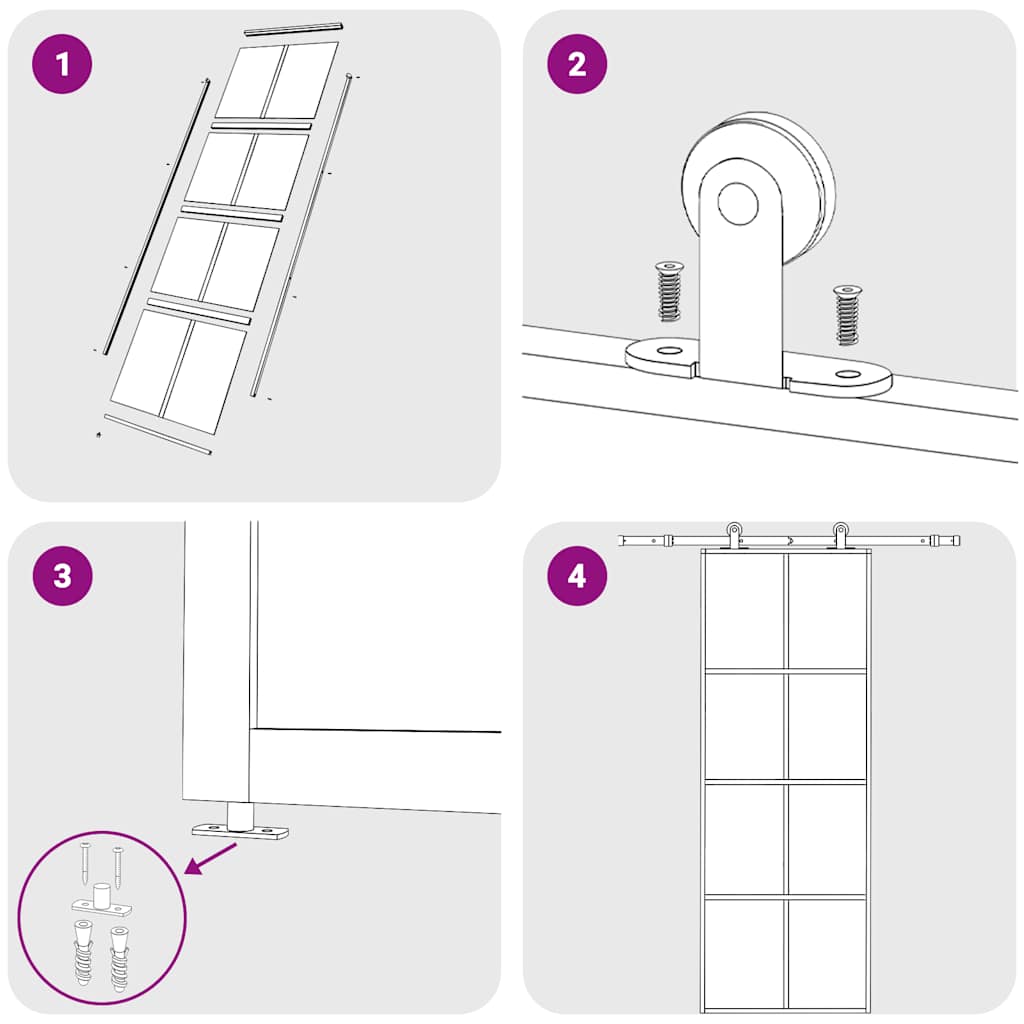 Porta Scorrevole Nera 76x205 cm in Vetro ESG e Alluminio - homemem39