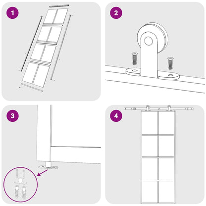Porta Scorrevole Nera 76x205 cm in Vetro ESG e Alluminio - homemem39