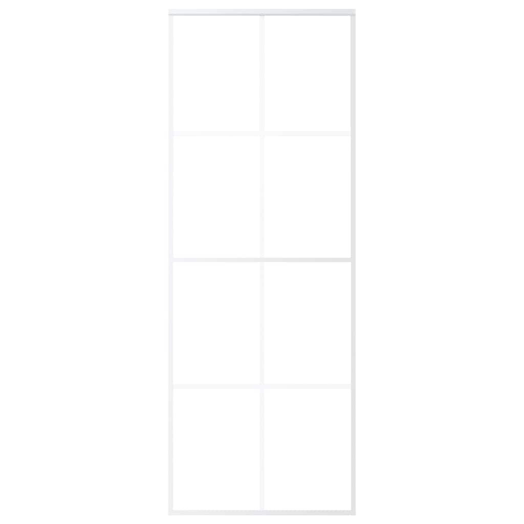 Porta Scorrevole in Vetro ESG e Alluminio 76x205 cm Bianca | homemem39