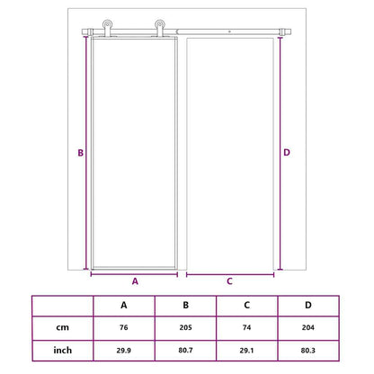 Porta Scorrevole in Vetro ESG e Alluminio 76x205 cm Bianca | homemem39