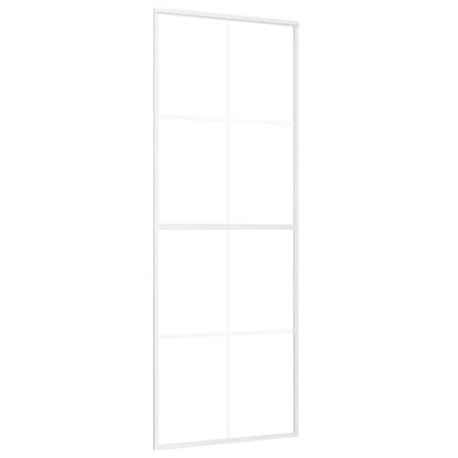 Porta Scorrevole in Vetro ESG e Alluminio 76x205 cm Bianca