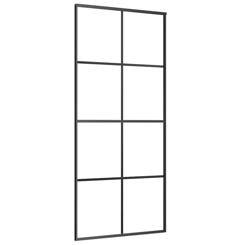 Porta Scorrevole Nera 90x205 cm in Vetro ESG e Alluminio | homemem39